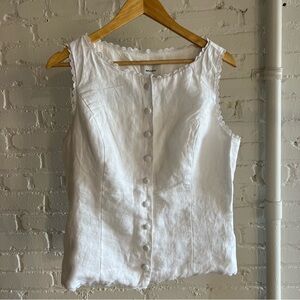 Reformation Amela White Linen Top